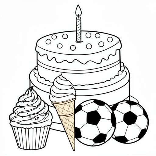 Cake cake football football cupcake ice cream