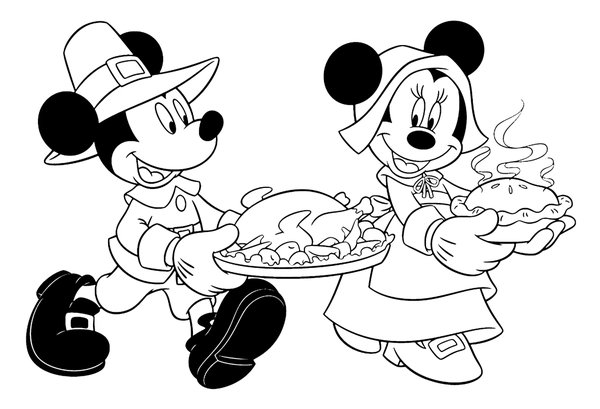 Thanksgiving Mickey Minnie Mouse Bringing Food
