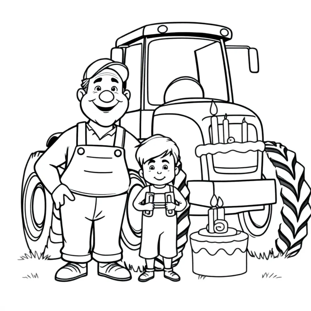 Tracteur grand-père petit-fils félicitations