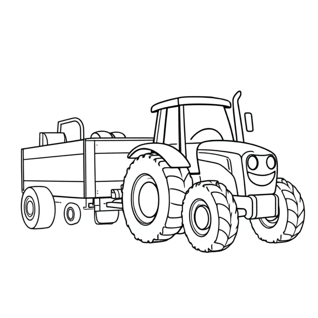 Ciągnik z wywrotką i kombajnem do ziemniaków