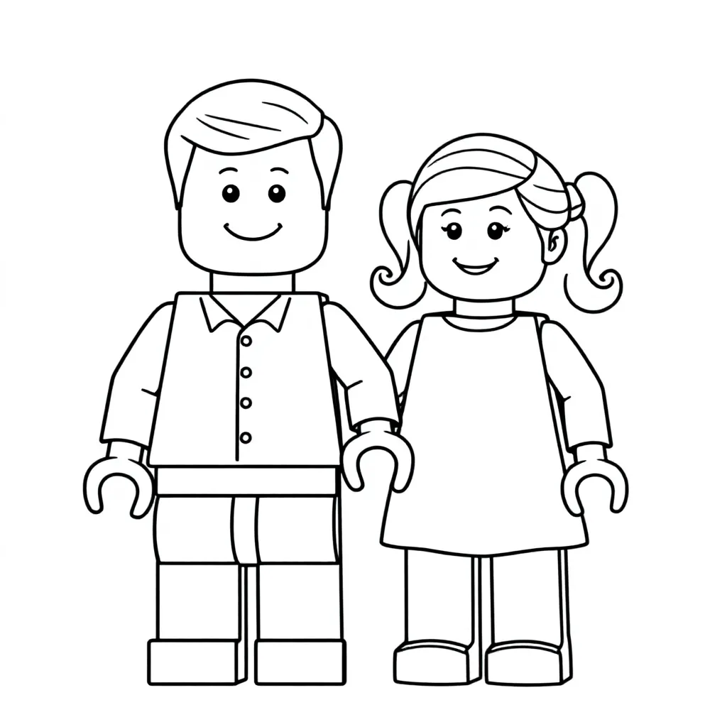 Padre e figlia in stile Lego