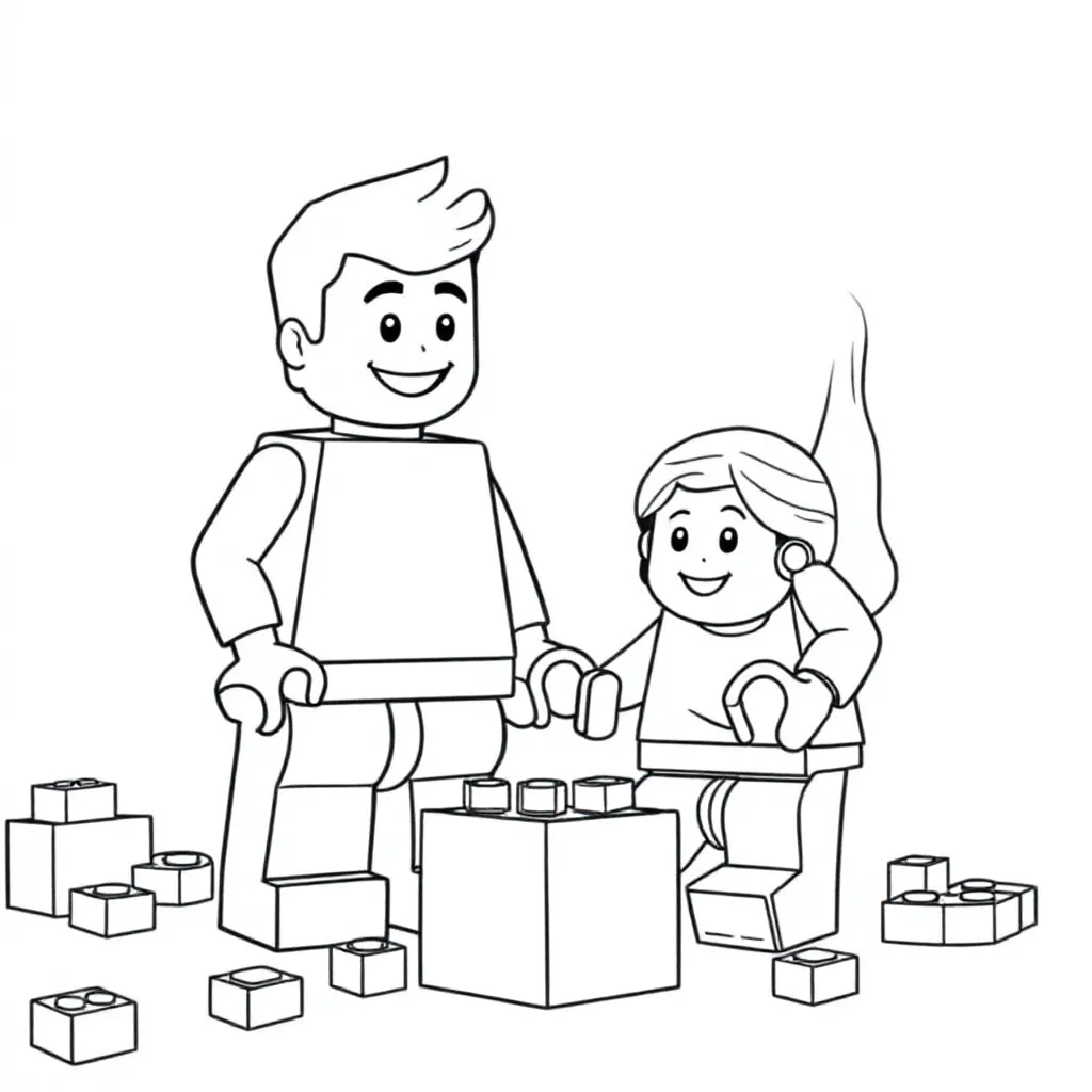 Padre e figlia in stile Lego