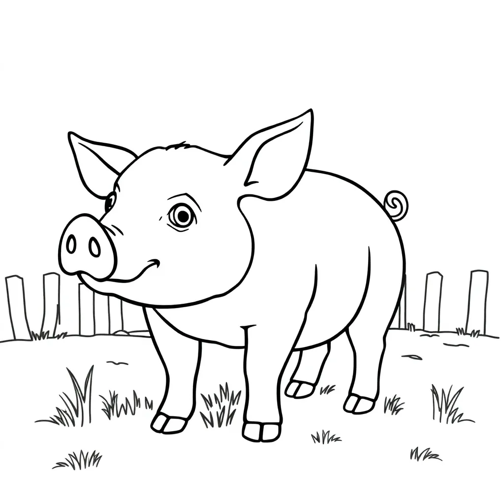 Schweinefarm, Niedlich, Glücklich, Cartoon