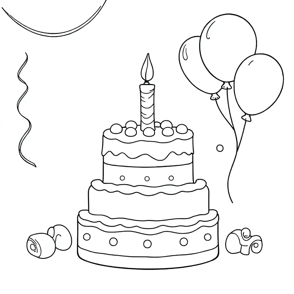 Födelsedagstårta med dekorationer