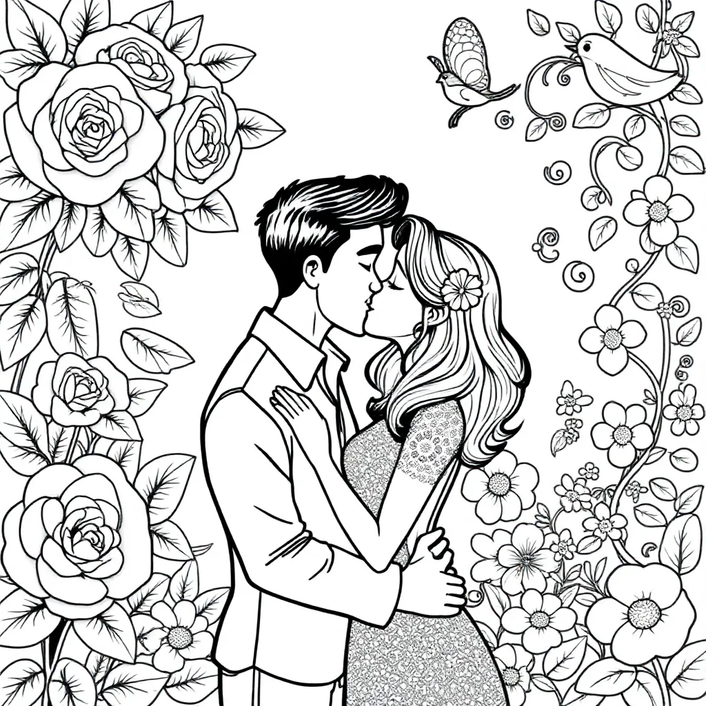 Couple amoureux s'embrassant