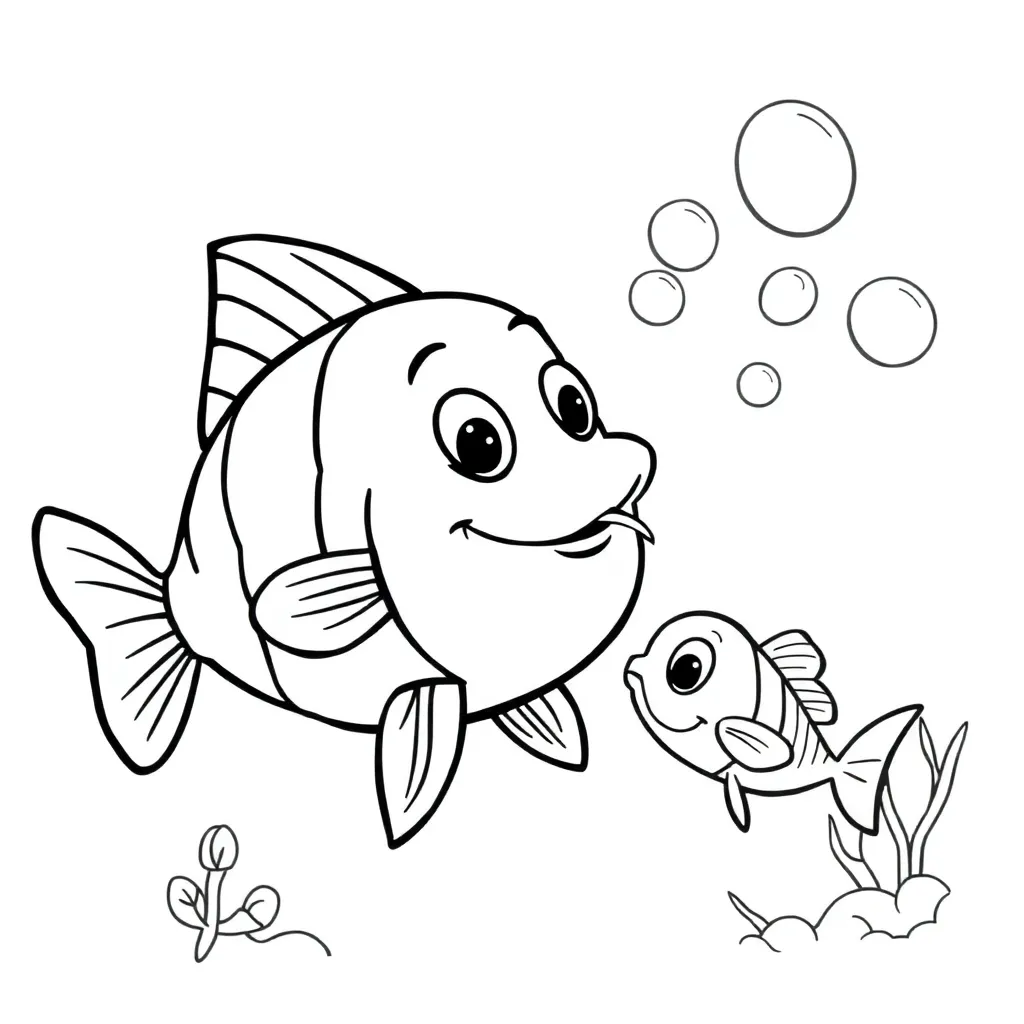 Fish undervatten World Cartoon Interaction Bubbles