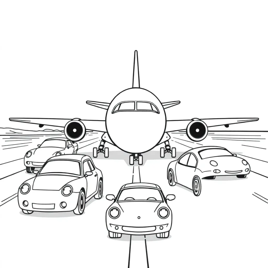 Flugzeuge Autos Anthropomorphe Abenteuerfahrzeuge