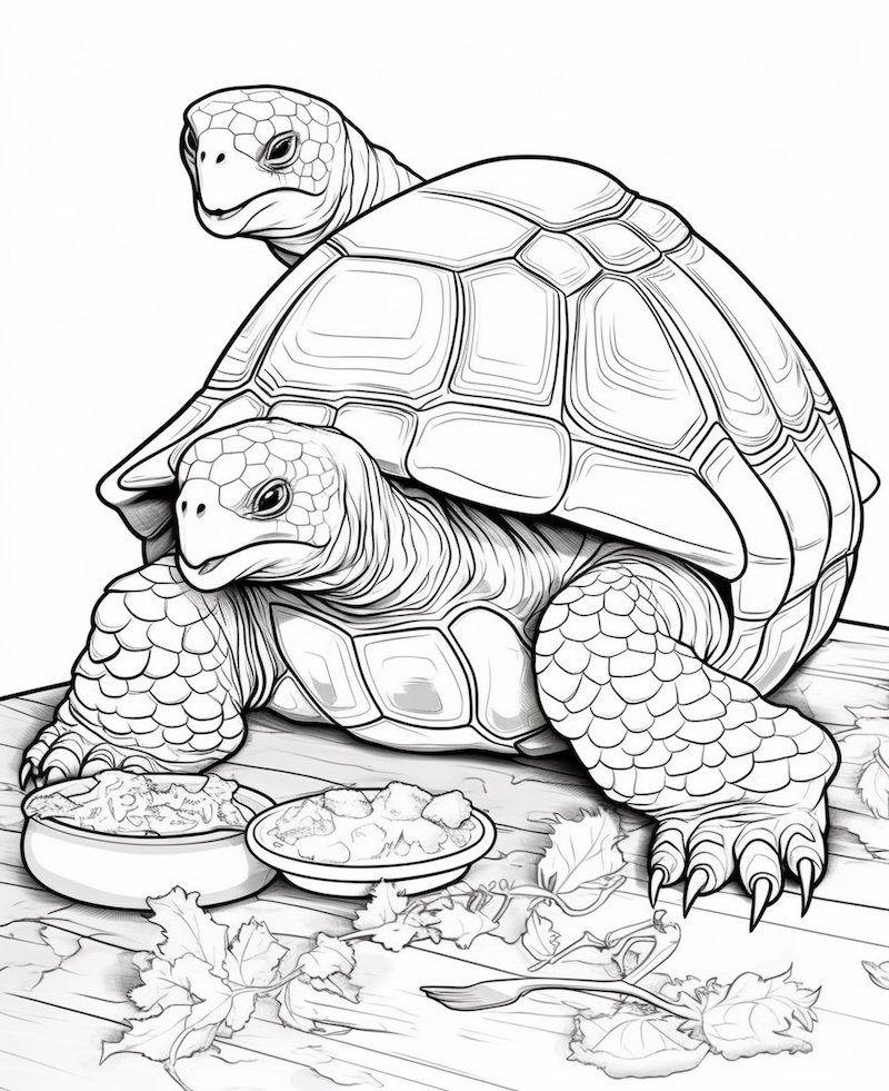 Feeding time for the turtle