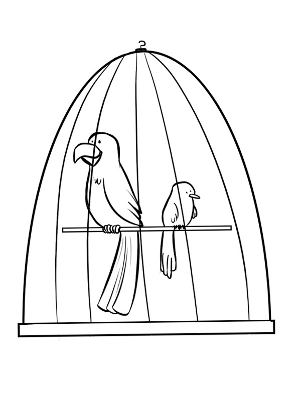 Ptaki w klatce dla ptaków