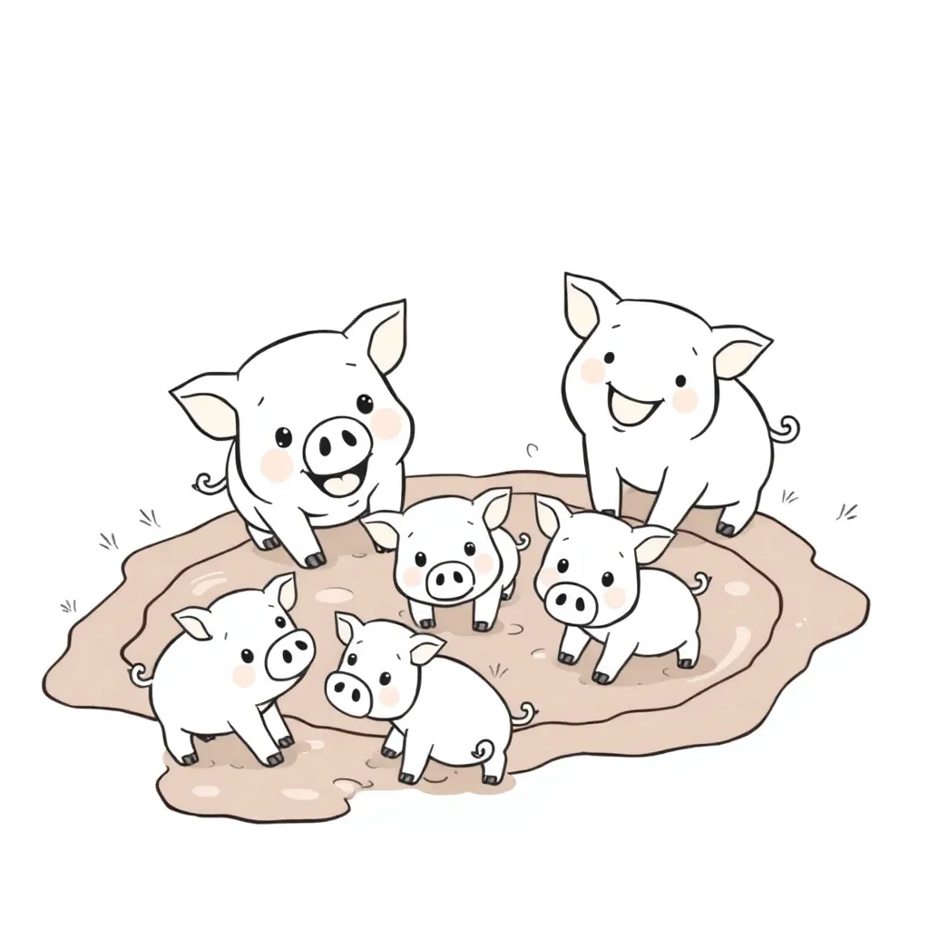 Vrolijke Varkens Boerderijdieren Schattige Dieren Huisdieren Kleurrijke Illustratie