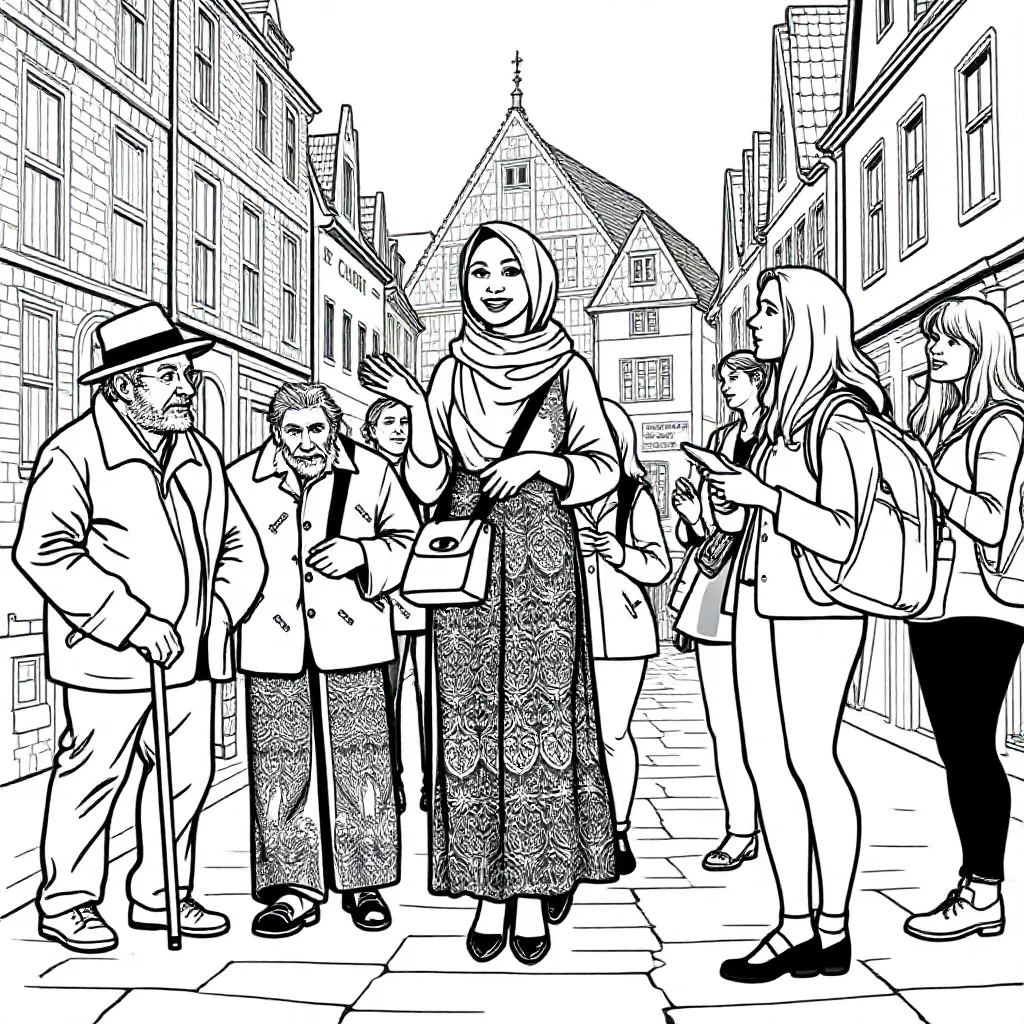 Mujer con pañuelo en la cabeza sin cabello visible haciendo un recorrido