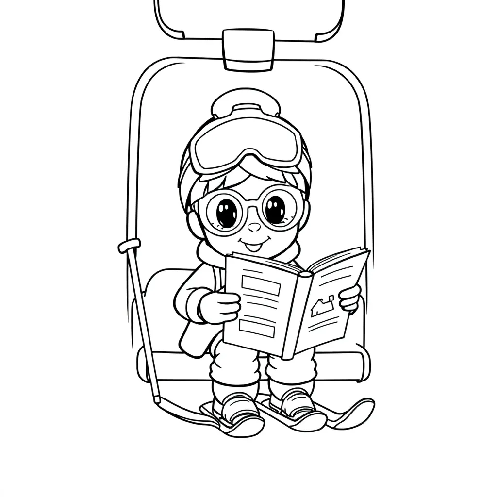 Invierno Dibujos Animados Esquiador Nieve Para Niños