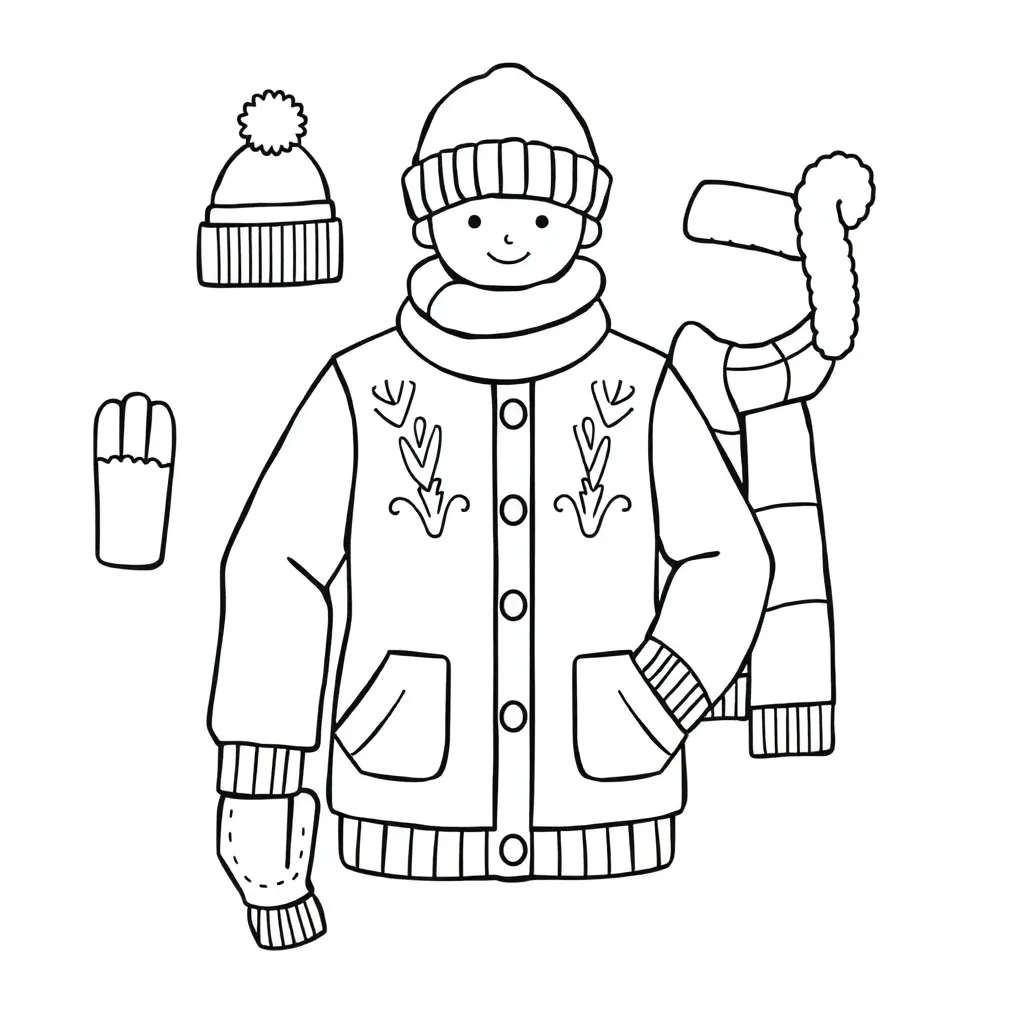 Winter Kleding Cartoon Educatief Seizoen