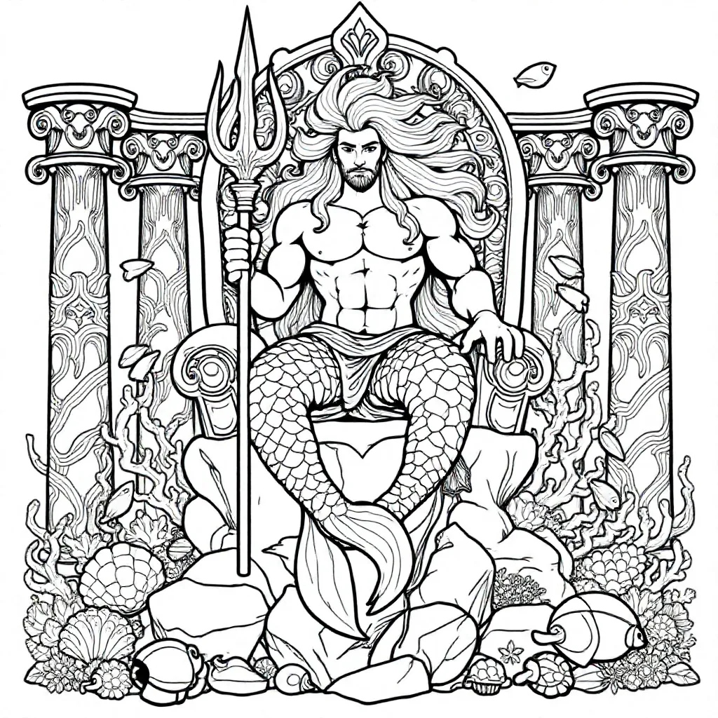 Merman Poseidon Trident Columns