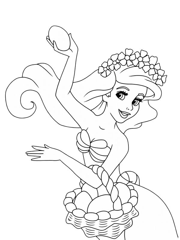 Merenneito Ariel pääsiäismunien kanssa