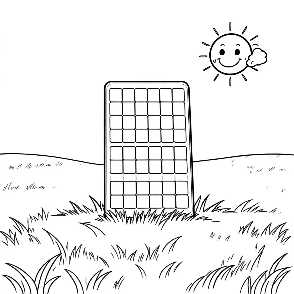 Panneau solaire dans l'herbe